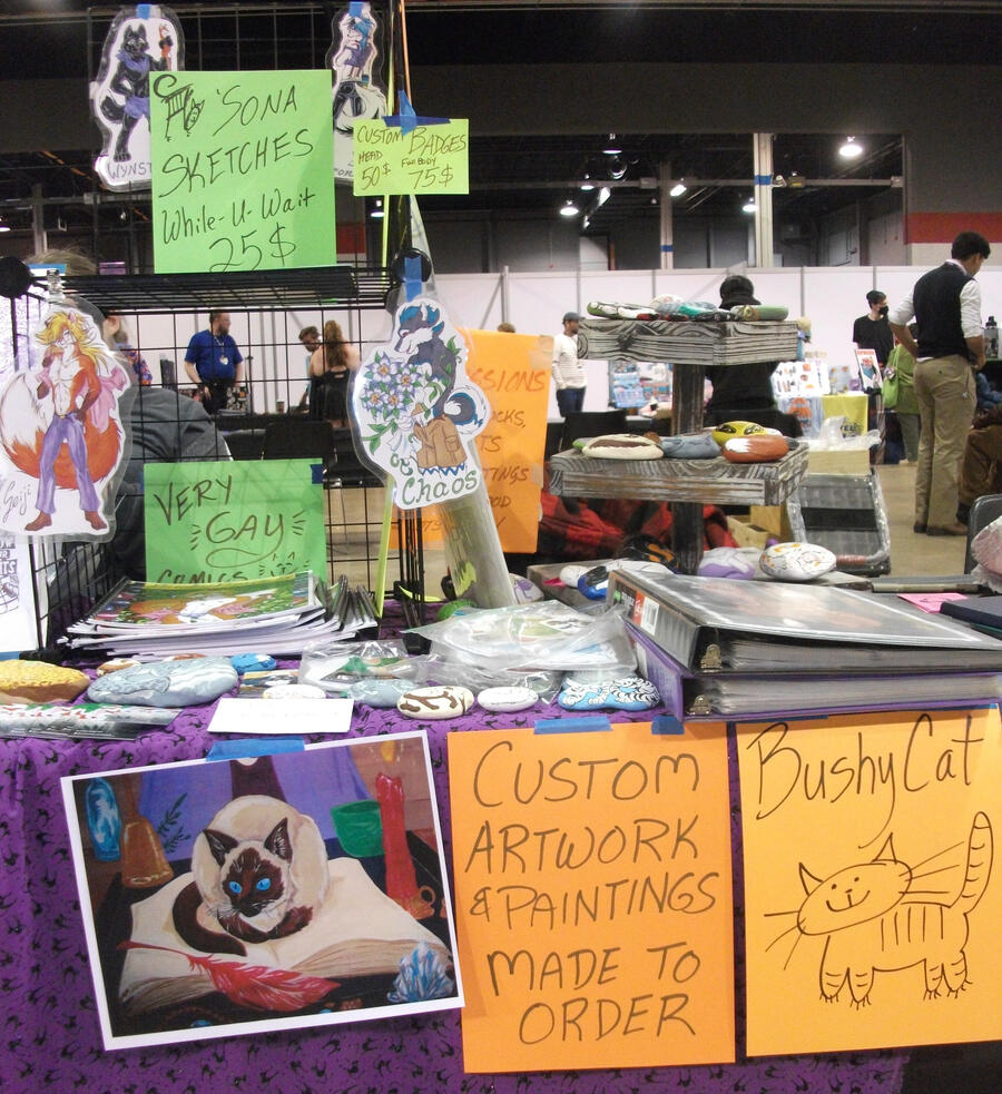 I draw a lot of commissions. This one was done with ink and prismacolors. Something like this will run around 140$. Single Chara One Bushy Cat has appeared. It remains to be seen if I can figure out how to actually make a website. Personally, I'd rather have a nap in the sun, far away from the aggravations of the internet.