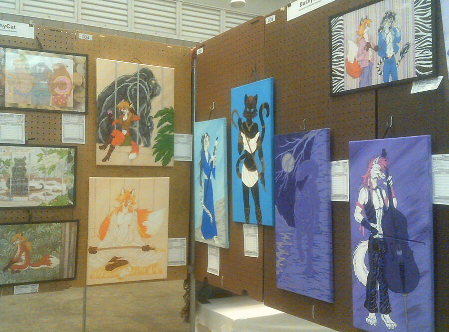 Halloween Cats I painted for AnthroCon's artshow. One Bushy Cat has appeared. It remains to be seen if I can figure out how to actually make a website. Personally, I'd rather have a nap in the sun, far away from the aggravations of the internet.