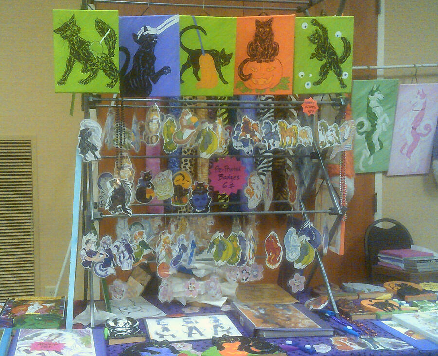 Halloween Cats I painted for AnthroCon's artshow. One Bushy Cat has appeared. It remains to be seen if I can figure out how to actually make a website. Personally, I'd rather have a nap in the sun, far away from the aggravations of the internet.